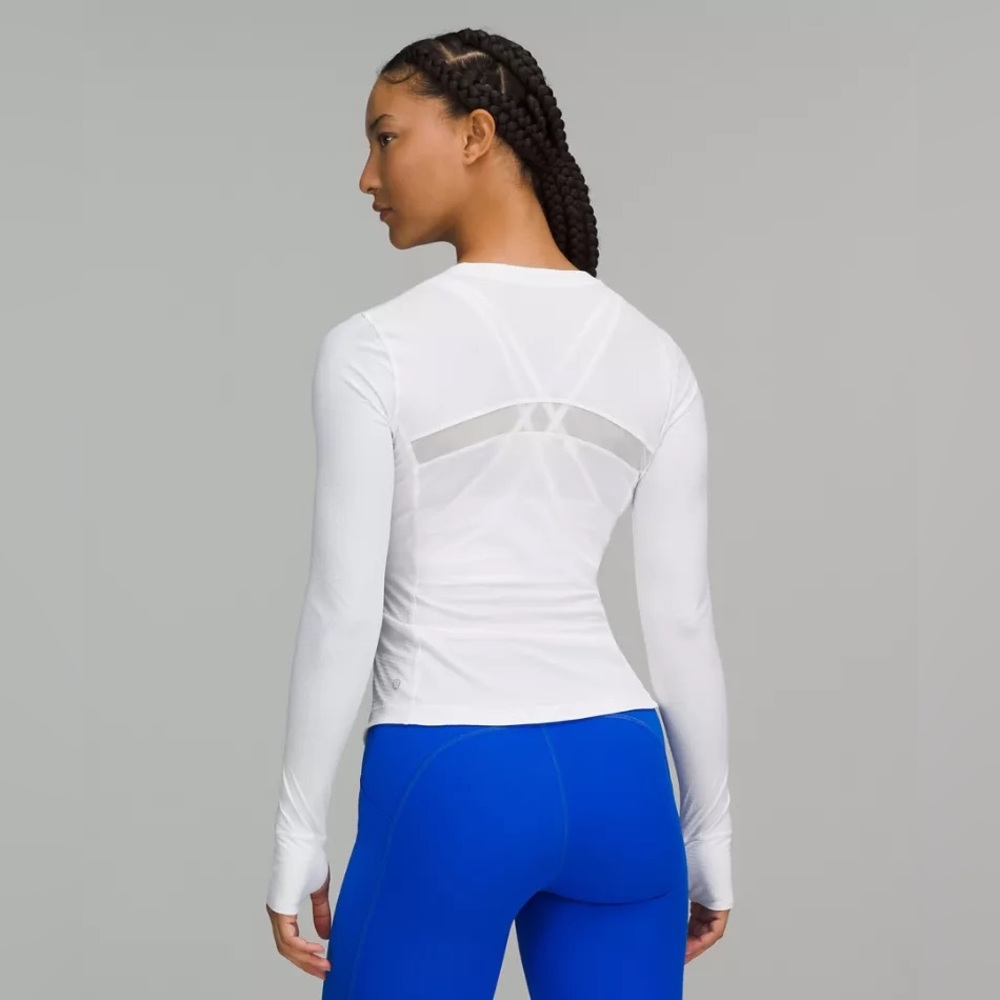Lululemon Ventilated Mesh Back Running Long Sleeve Shirt size 8 White WHT